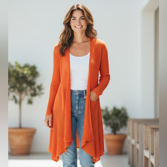 belldini womens mango open knit longer cardigan Medium exc condition - Picture 3 of 6